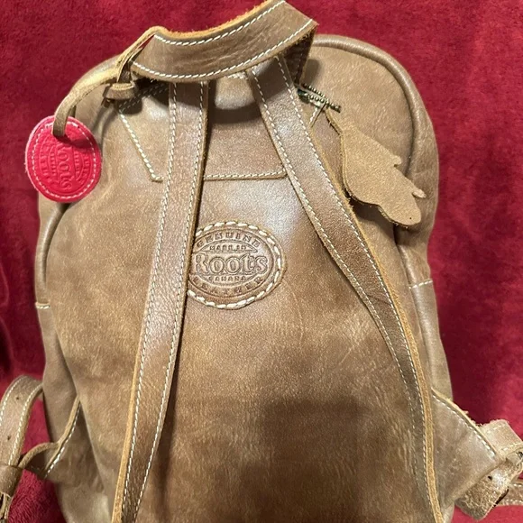 Cute Roots Brown Leather Mini Backpack - Picture 2 of 4